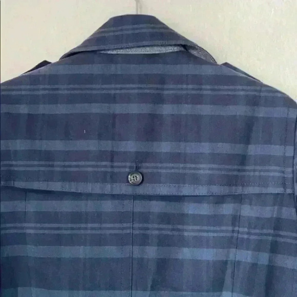 Banana Republic Novelty Plaid Trench Coat Blue Size Small - Picture 8 of 8